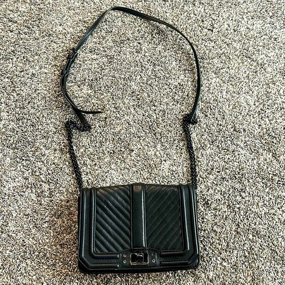 Rebecca Minkoff Chevron quilted small love Crossbody, broken outer-shell clasp
